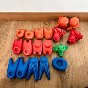 Vintage Tupperware‎ Tuppertoys Zoo It Yourself 3 Animal Toys Lot of 18 Pieces